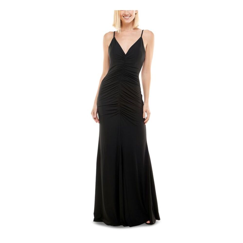 NWT CRYSTAL DOLLS Womens Black Crisscross Straps Lined Dress 0